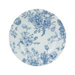 White with Light Blue Floral French Toile Pattern
